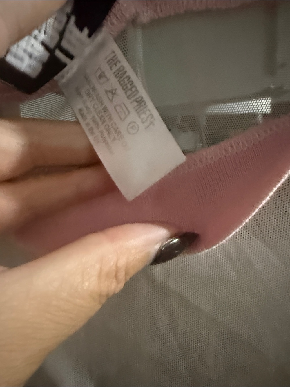 The Ragged Priest sheer cream dress with pink collar and white cloud patches - Picture 3 of 5